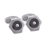 Silver Hexagon with Screw Top Centrepiece Cufflinks-Cufflinks.com.sg