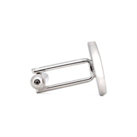 Silver Oval Cufflinks with Black Enamel A-Cufflinks.com.sg