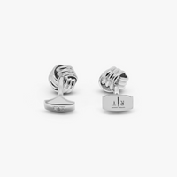 Silver Rhodium Plated Cable Knot Cufflinks-Classic Cufflinks-Tateossian-Cufflinks.com.sg