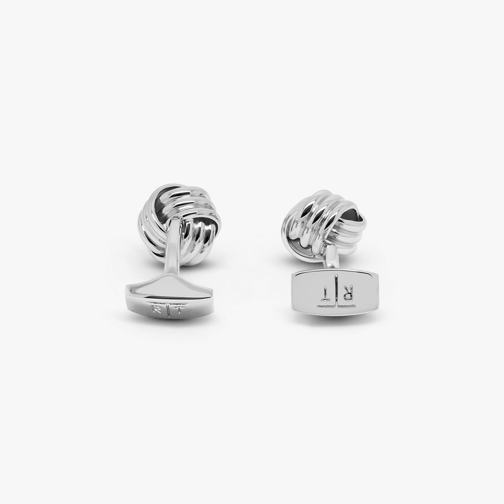 Silver Rhodium Plated Cable Knot Cufflinks-Classic Cufflinks-Tateossian-Cufflinks.com.sg