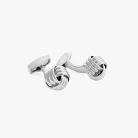Silver Rhodium Plated Cable Knot Cufflinks-Classic Cufflinks-Tateossian-Cufflinks.com.sg