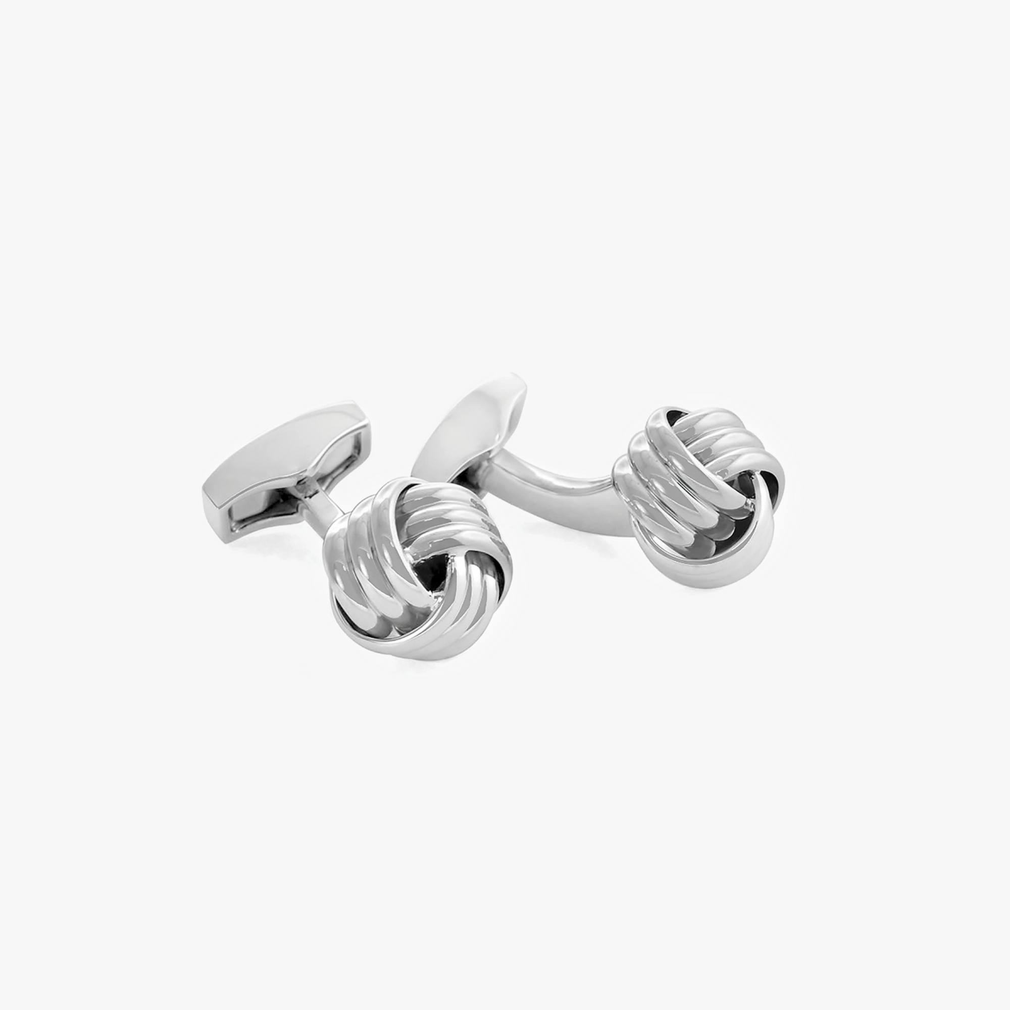 Silver Rhodium Plated Cable Knot Cufflinks-Classic Cufflinks-Tateossian-Cufflinks.com.sg