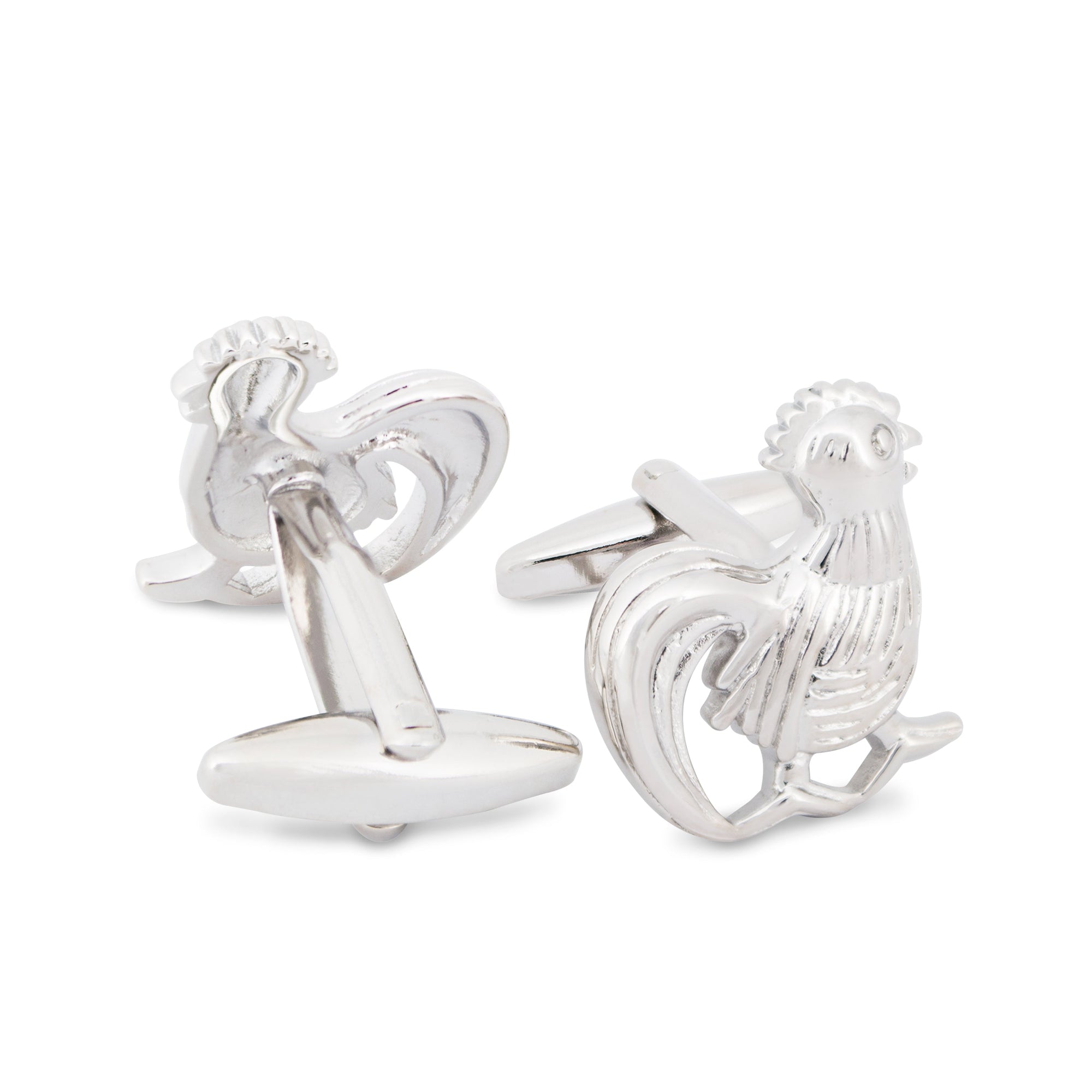Silver Rooster Cufflinks-Cufflinks.com.sg