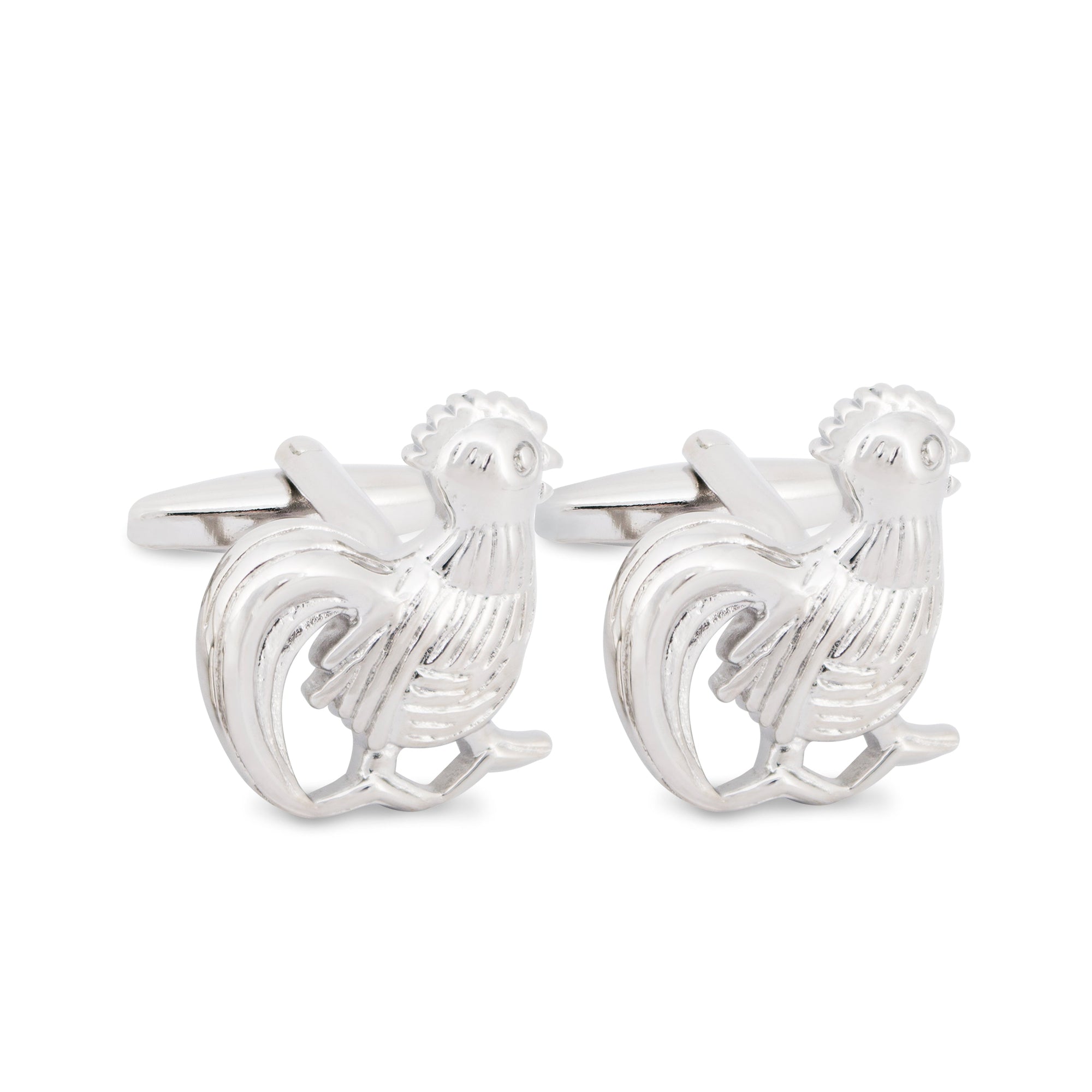 Silver Rooster Cufflinks-Cufflinks.com.sg