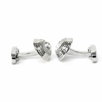 Silver Round Cufflinks with Diamond Cut Elements-Cufflinks-marzthomson-Cufflinks.com.sg