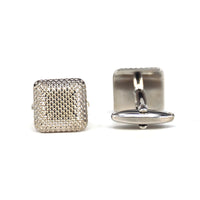 Silver Square Cufflinks with Fine Details-Cufflinks.com.sg