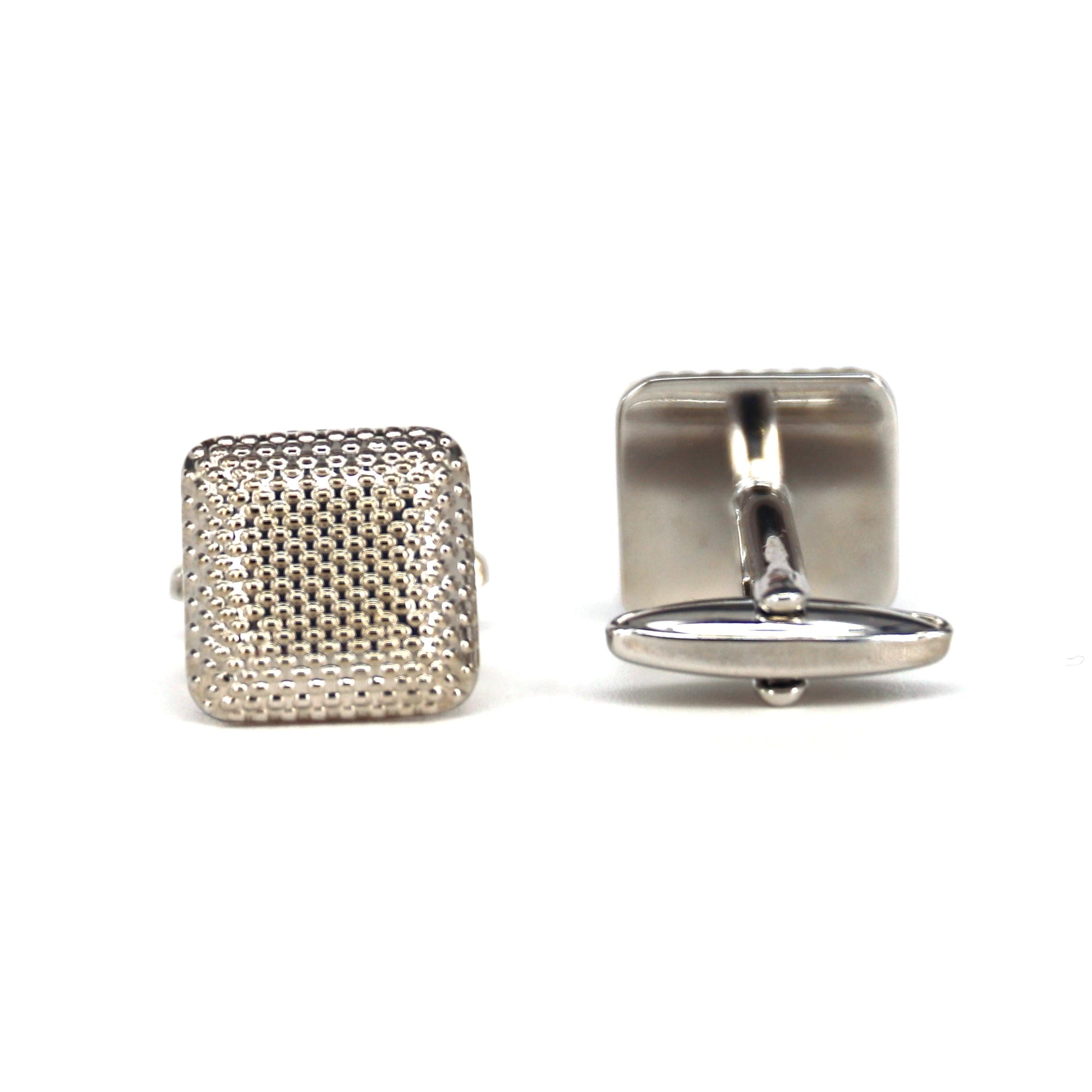 Silver Square Cufflinks with Fine Details-Cufflinks.com.sg