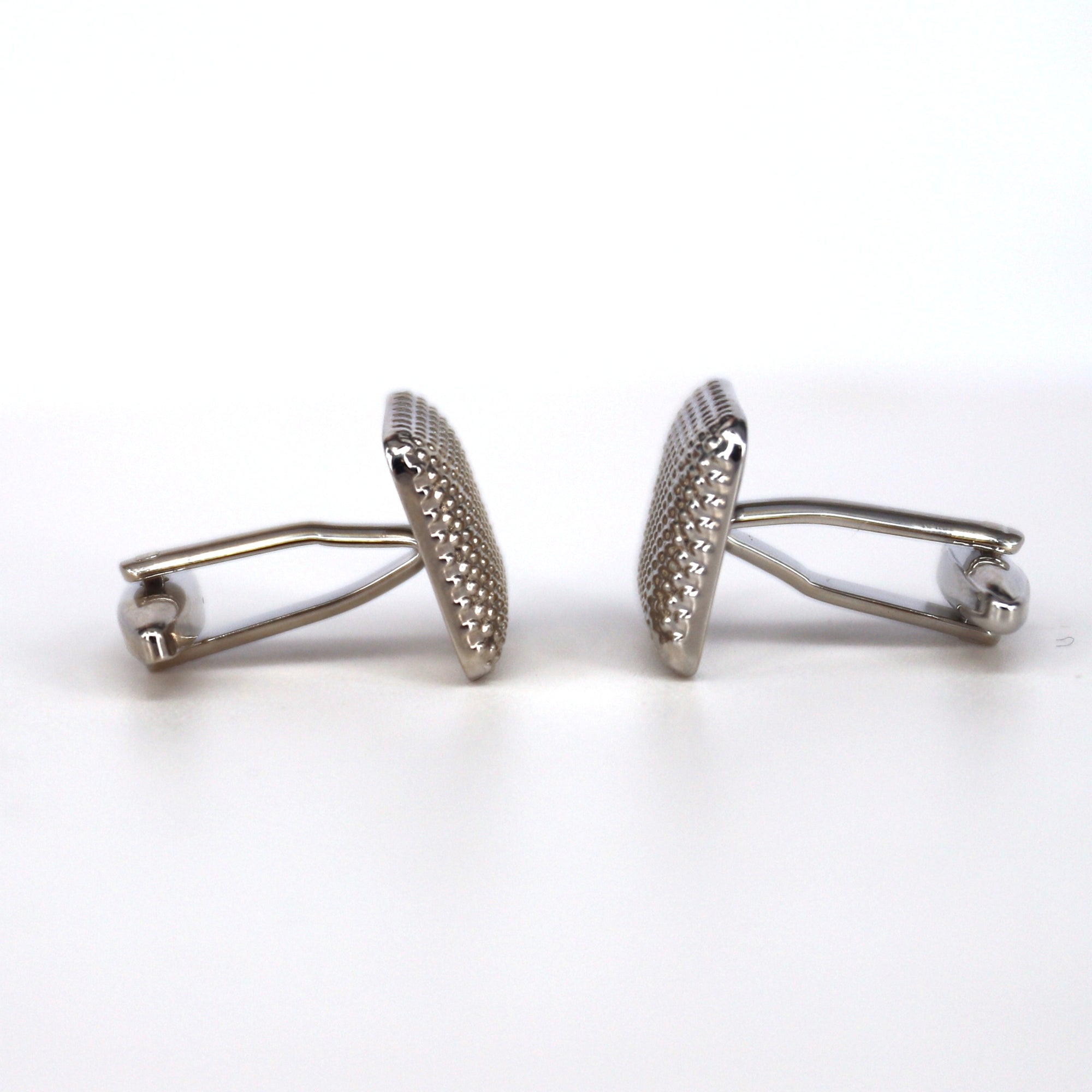 Silver Square Cufflinks with Fine Details-Cufflinks.com.sg