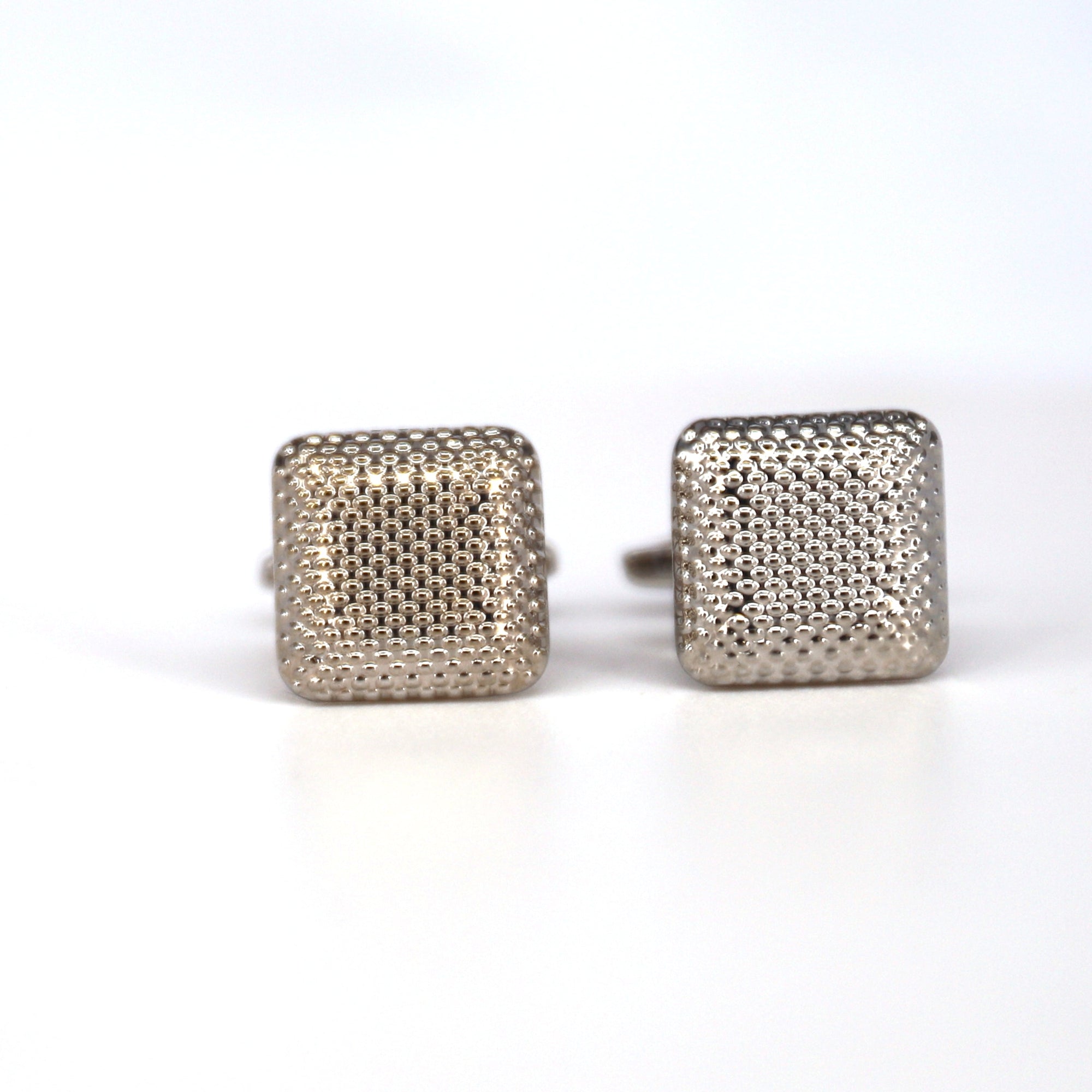 Silver Square Cufflinks with Fine Details-Cufflinks.com.sg