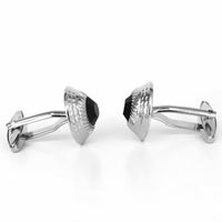 Silver Truncated Cone with diamond cut black Fiber optic-Cufflinks.com.sg -Cufflinks.com.sg