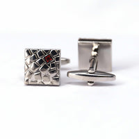 Silver with Red Crystal Cufflinks-Cufflinks.com.sg