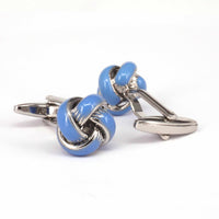 Sky Blue enamel Knot Cufflinks J-MarZthomson-Cufflinks.com.sg