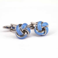 Sky Blue enamel Knot Cufflinks J-MarZthomson-Cufflinks.com.sg