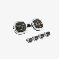 Slate Pyrite stud set in sterling silver-Cufflinks.com.sg