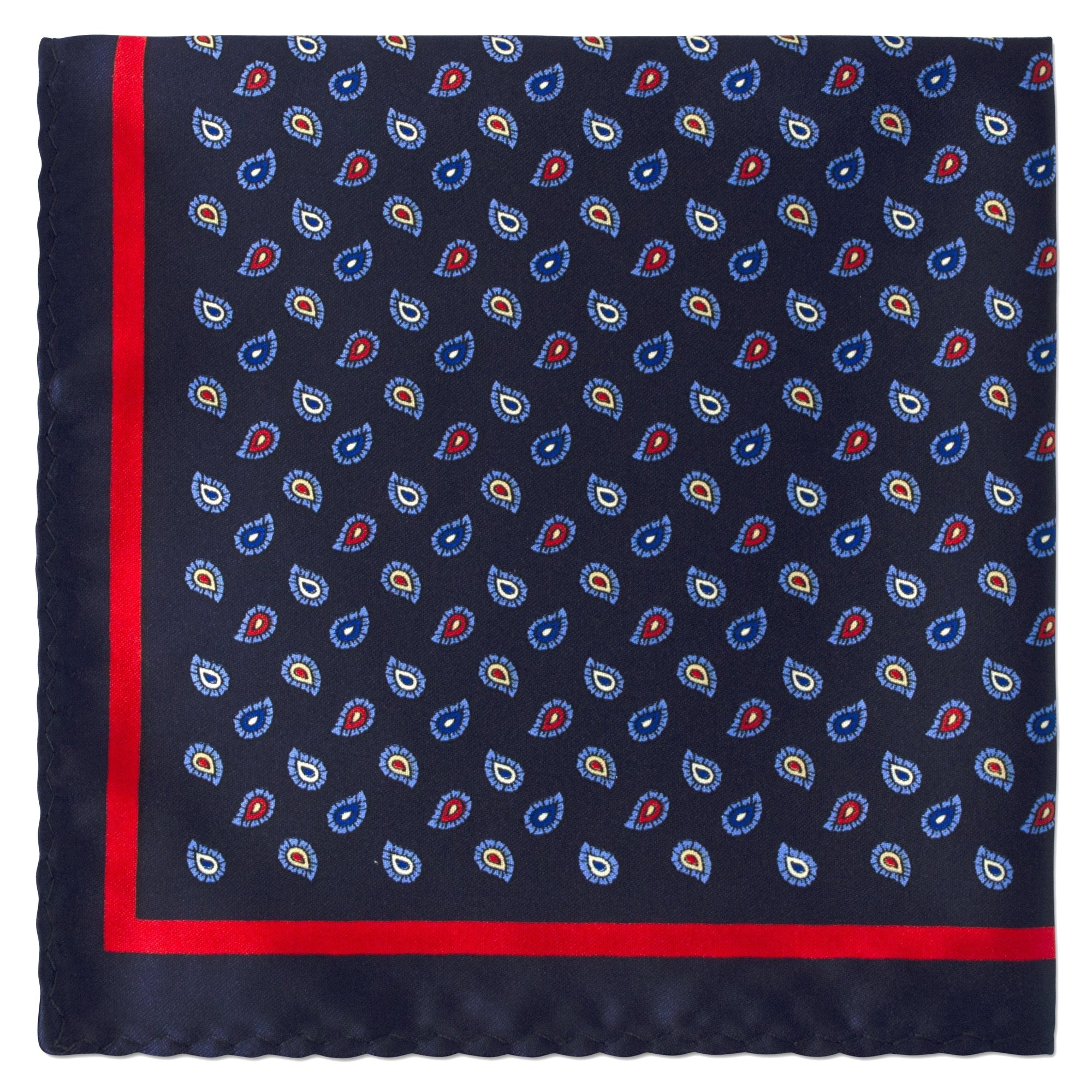 Small Paisley Design Pocket Square-Pocket Squares-MarZthomson-Navy-Cufflinks.com.sg