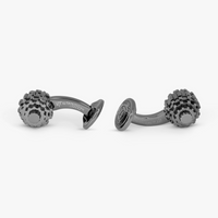 Sphere Gear cufflinks in gunmetal stainless steel Dark Grey - Tateossian-Cufflinks.com.sg