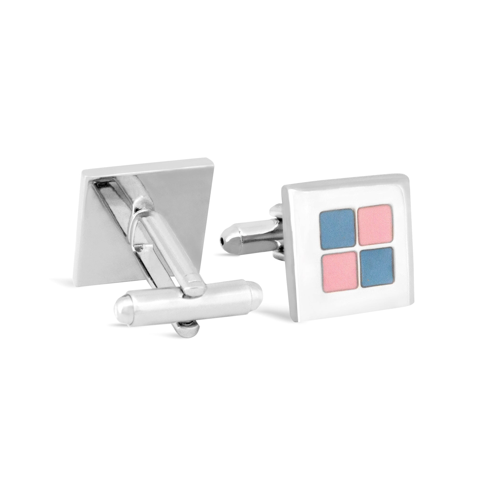 Square Blue and Pink Enamel Tiles Cufflinks F-Cufflinks.com.sg