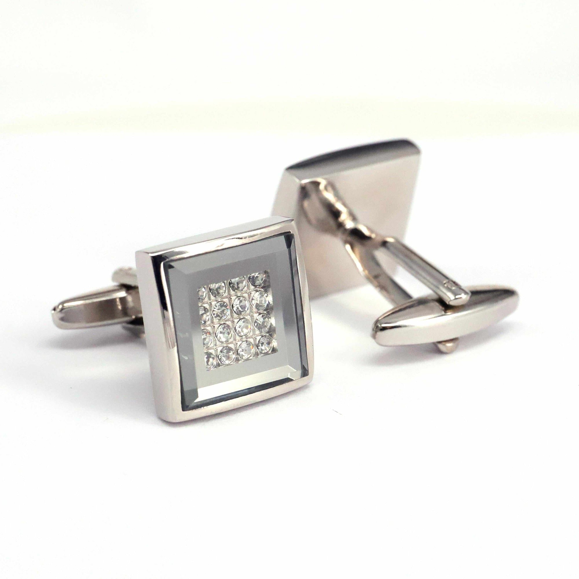 Square Cufflinks with Crystal Details-Cufflinks.com.sg