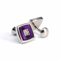 Square Cufflinks with Crystal Details-Cufflinks.com.sg
