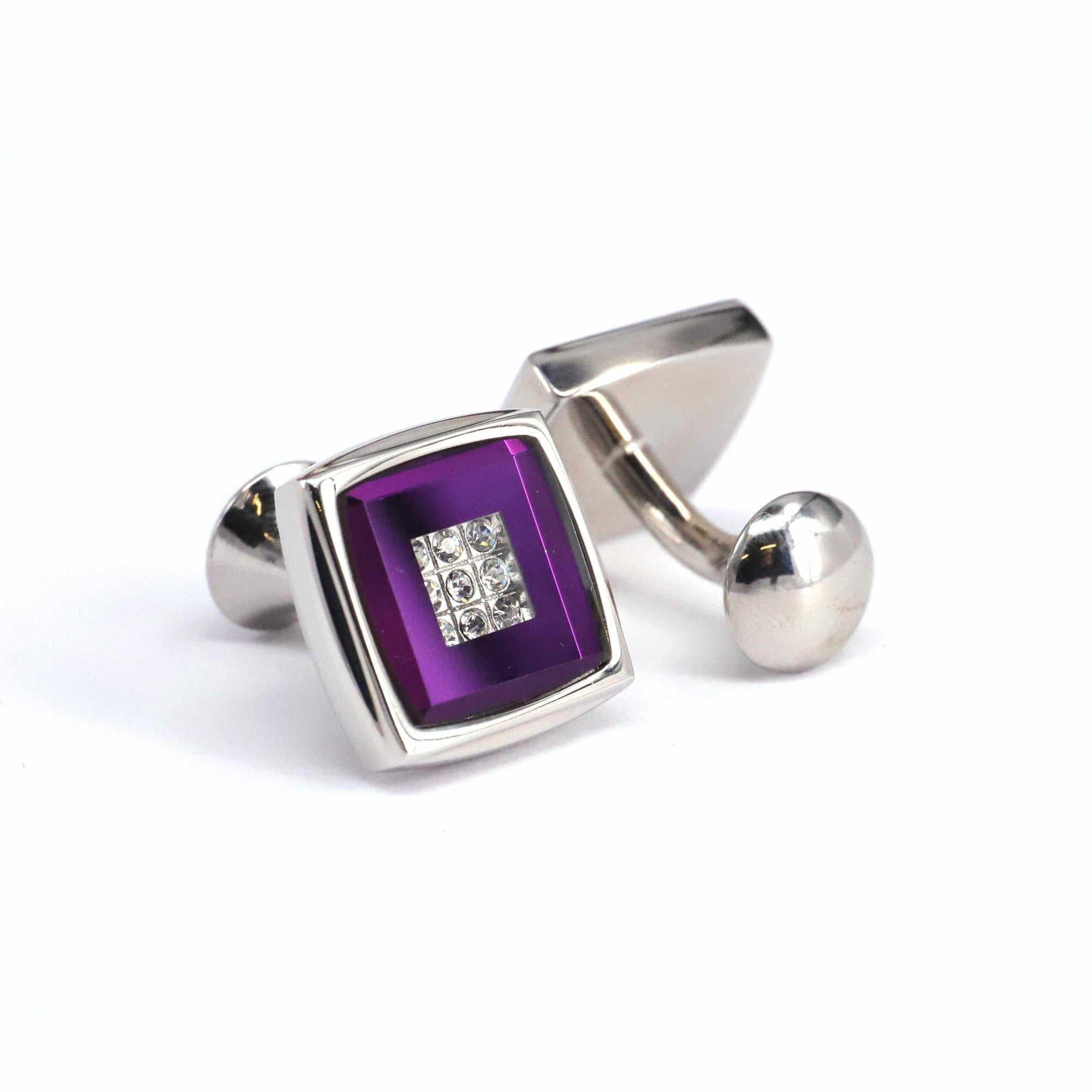 Square Cufflinks with Crystal Details-Cufflinks.com.sg