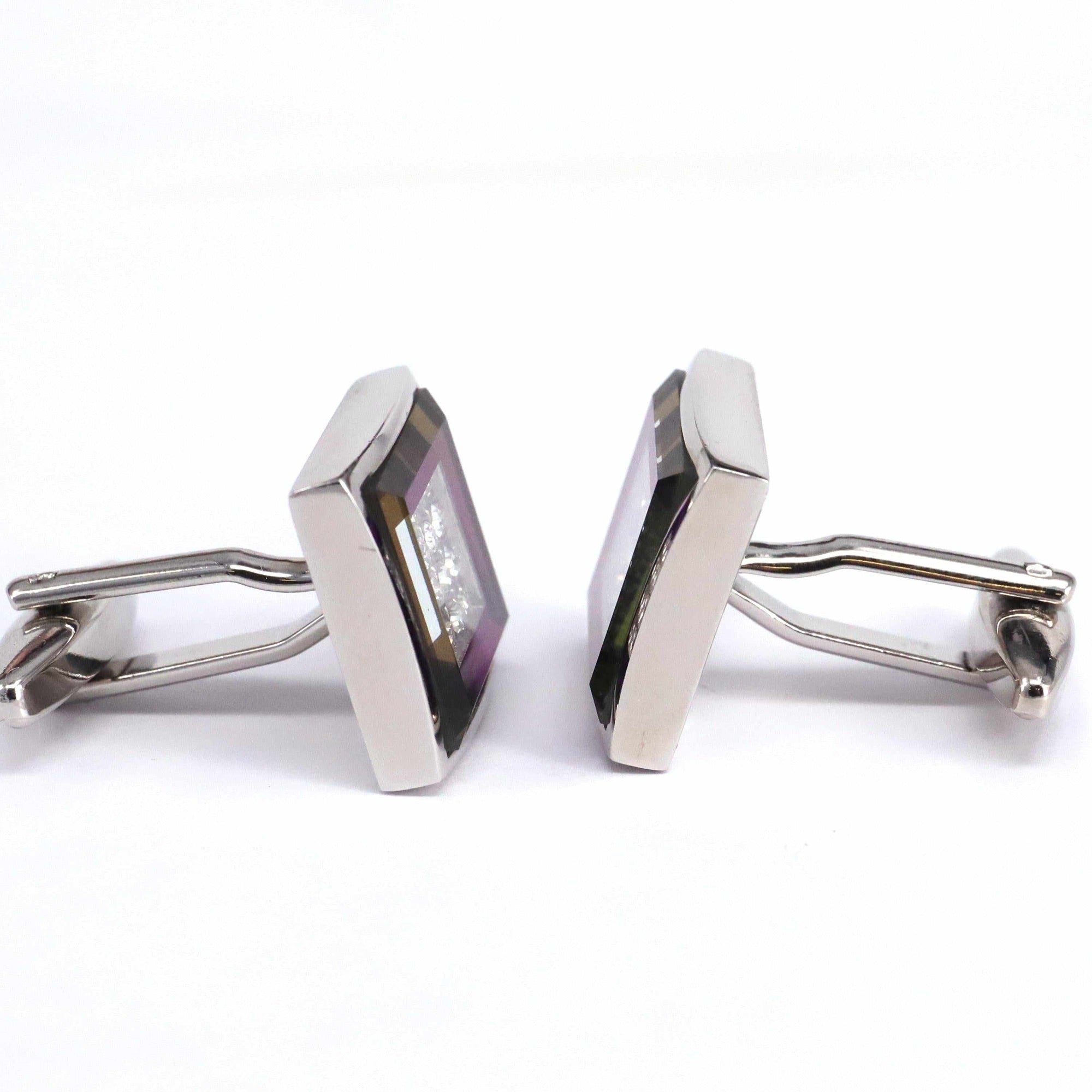 Square Cufflinks with Crystal Details-Cufflinks.com.sg