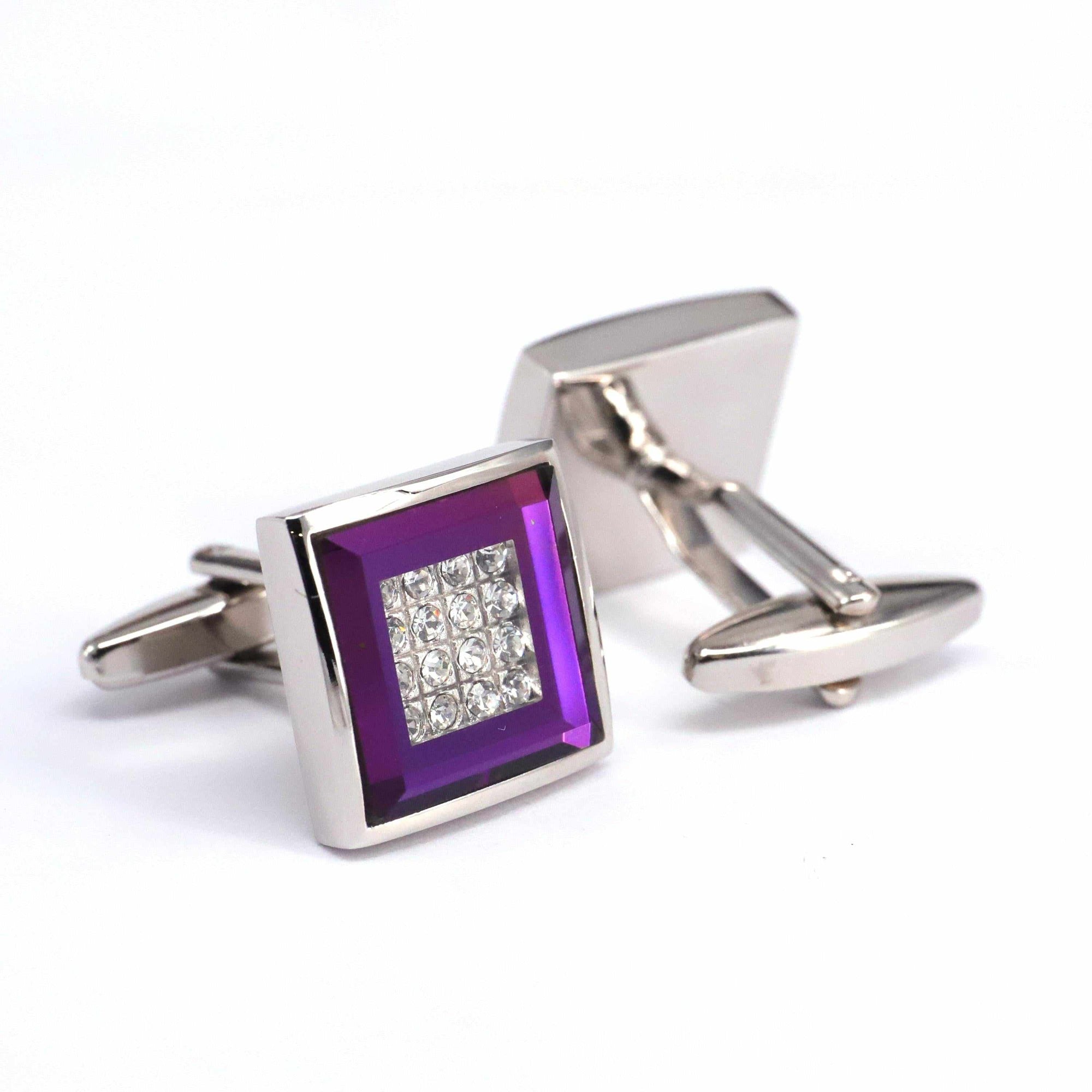 Square Cufflinks with Crystal Details-Cufflinks.com.sg