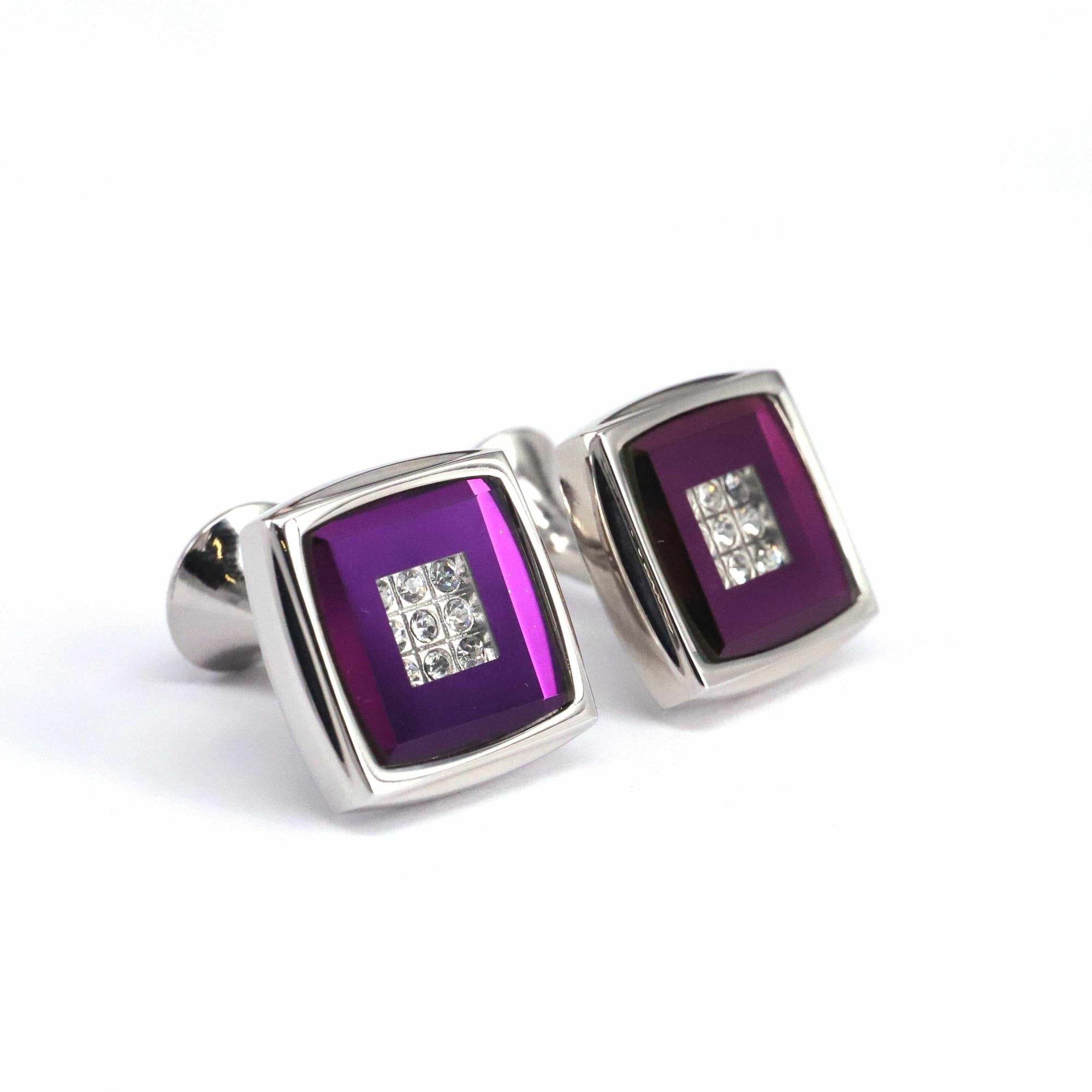 Square Cufflinks with Crystal Details-Cufflinks.com.sg