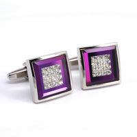 Square Cufflinks with Crystal Details-Cufflinks.com.sg