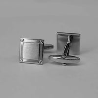 Square Cufflinks with Silver Brushed Center and Screw Detail Cufflinks-Cufflinks.com.sg