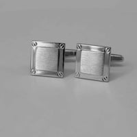 Square Cufflinks with Silver Brushed Center and Screw Detail Cufflinks-Cufflinks.com.sg