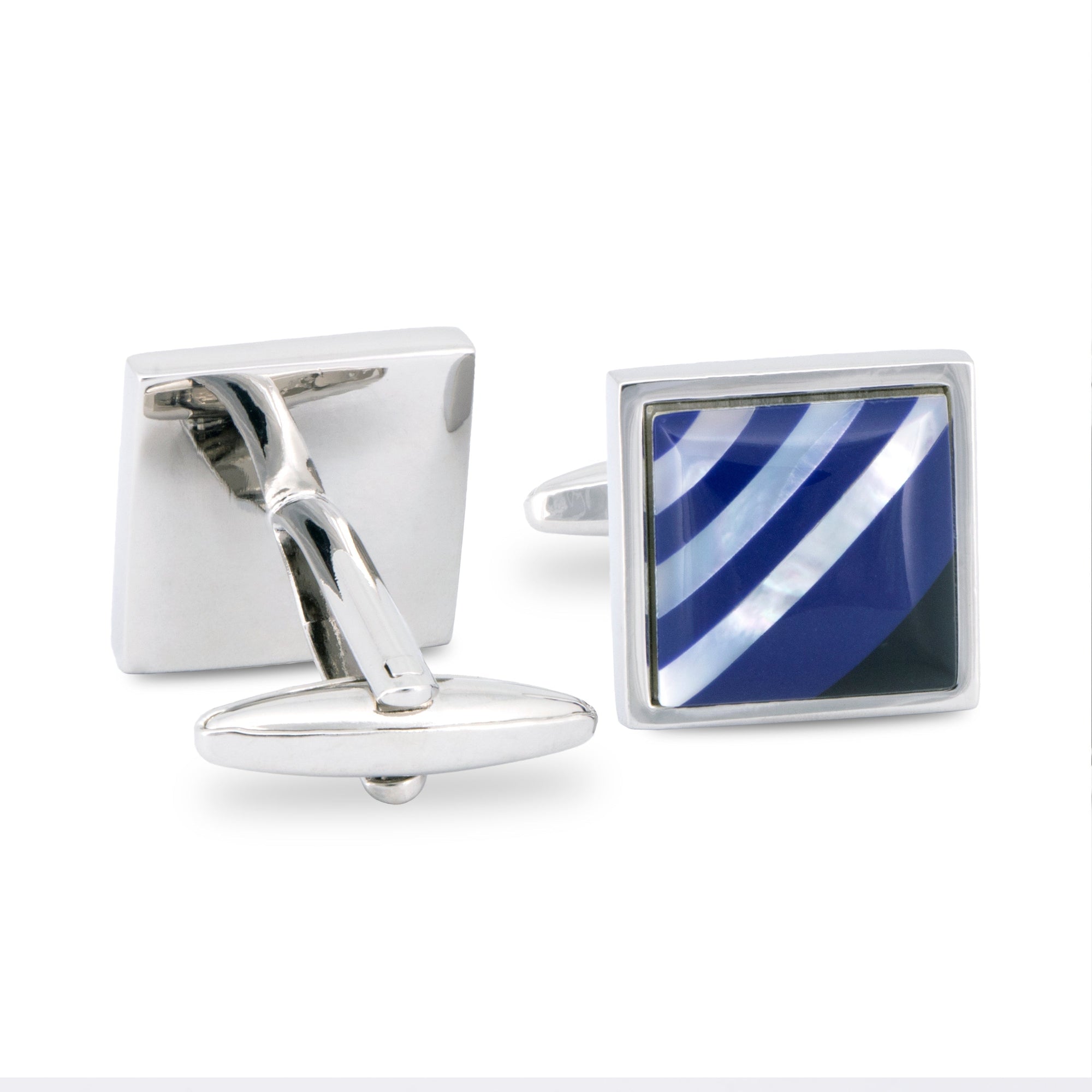 Square Mother of Pearl Striped Cufflinks-Novelty Cufflinks-MarZthomson-Cufflinks.com.sg