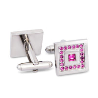 Square Pink Crystals Cufflinks M-Cufflinks.com.sg
