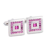 Square Pink Crystals Cufflinks M-Cufflinks.com.sg