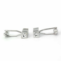 Square Rectangle Cufflinks with Crystal Details-Classic Cufflinks-MarZthomson-Cufflinks.com.sg