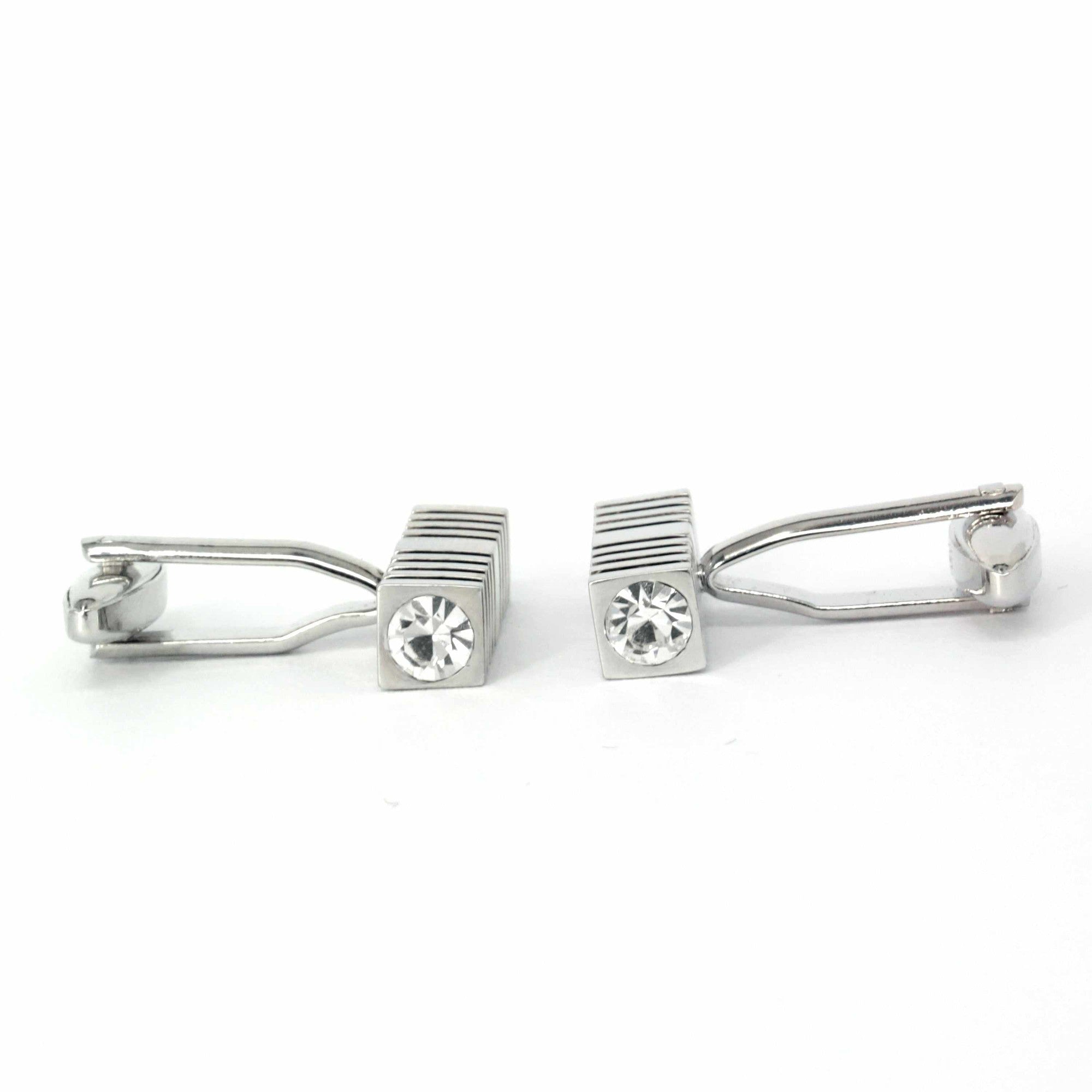 Square Rectangle Cufflinks with Crystal Details-Classic Cufflinks-MarZthomson-Cufflinks.com.sg