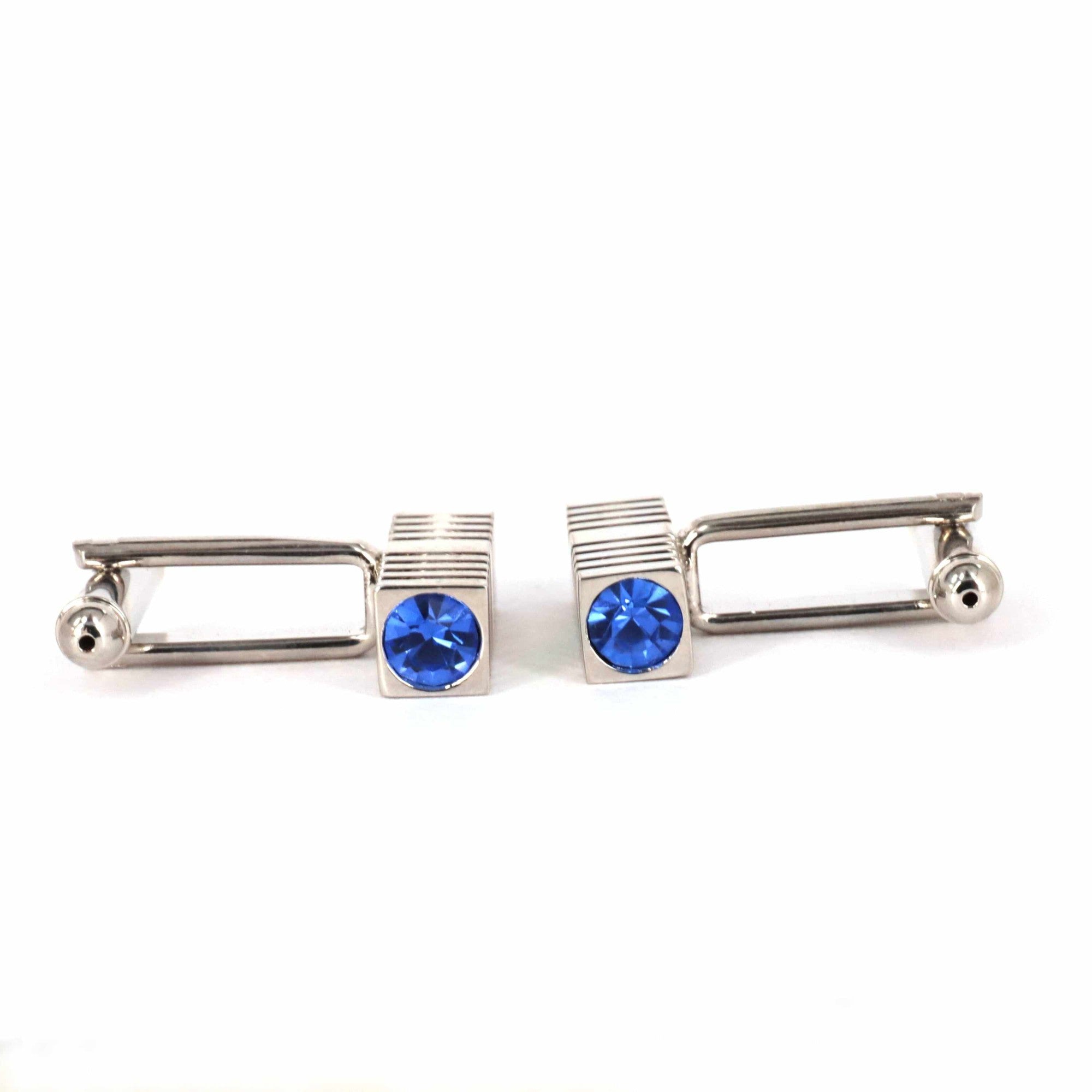 Square Rectangle Cufflinks with Crystal Details-Classic Cufflinks-MarZthomson-Cufflinks.com.sg