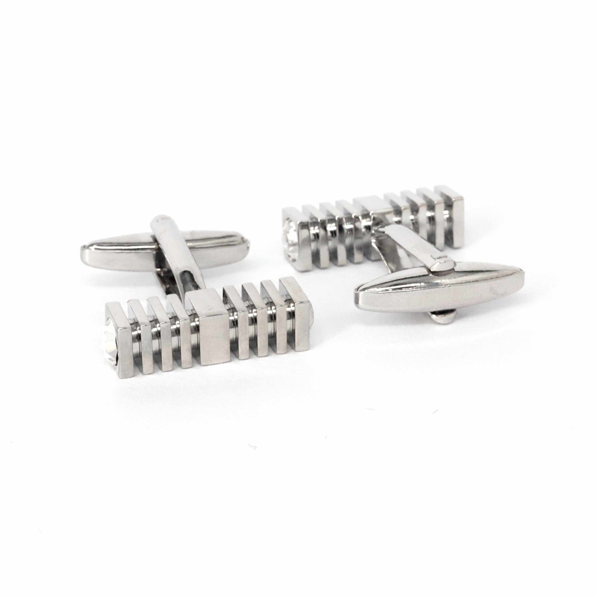Square Rectangle Cufflinks with Crystal Details-Classic Cufflinks-MarZthomson-Cufflinks.com.sg