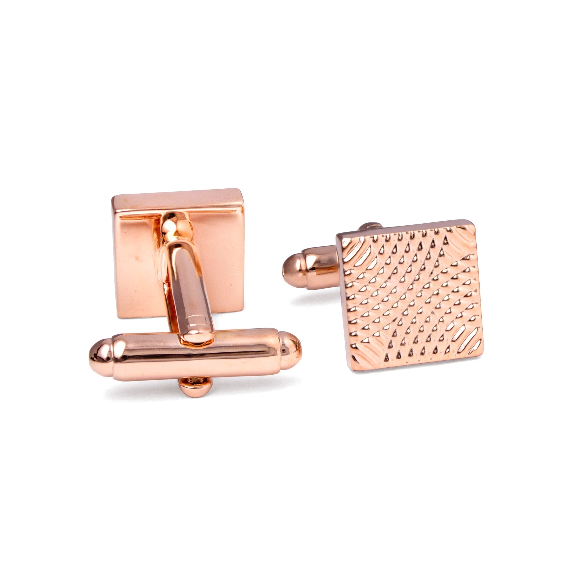 Square Textured Rose Gold Cufflinks-Cufflinks.com.sg