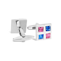 Square Window Blue and Pink Crystals Cufflinks A13-Cufflinks.com.sg