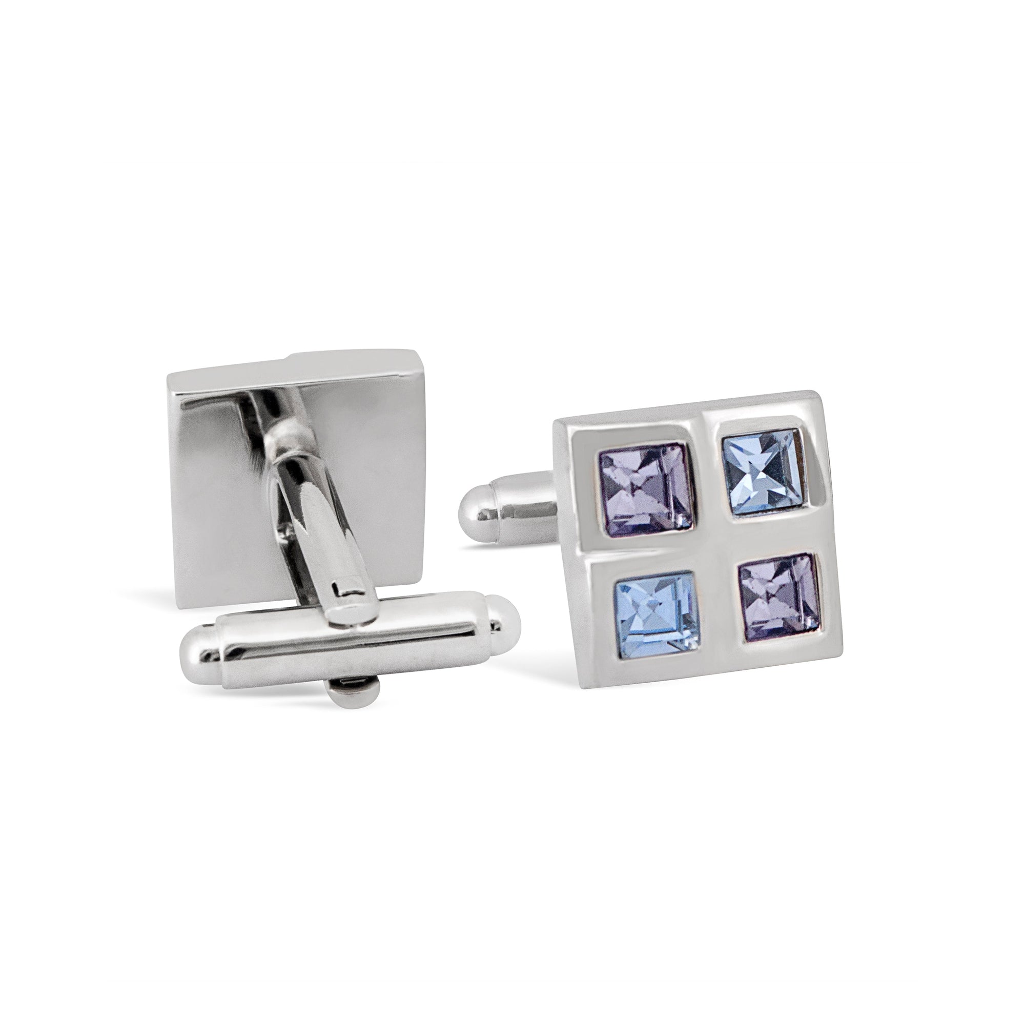 Square Window Blue and Purple Crystals Cufflinks A13-Cufflinks.com.sg