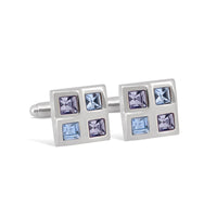 Square Window Blue and Purple Crystals Cufflinks A13-Cufflinks.com.sg