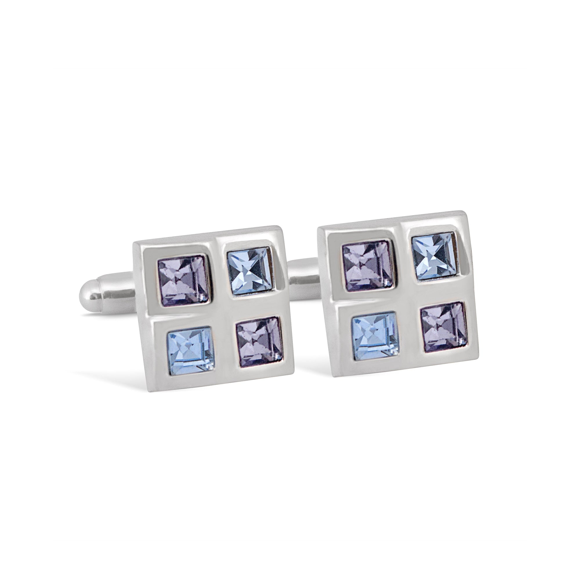 Square Window Blue and Purple Crystals Cufflinks A13-Cufflinks.com.sg