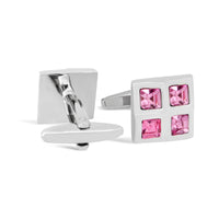 Square Window Pink Crystals Cufflinks A13-Cufflinks.com.sg