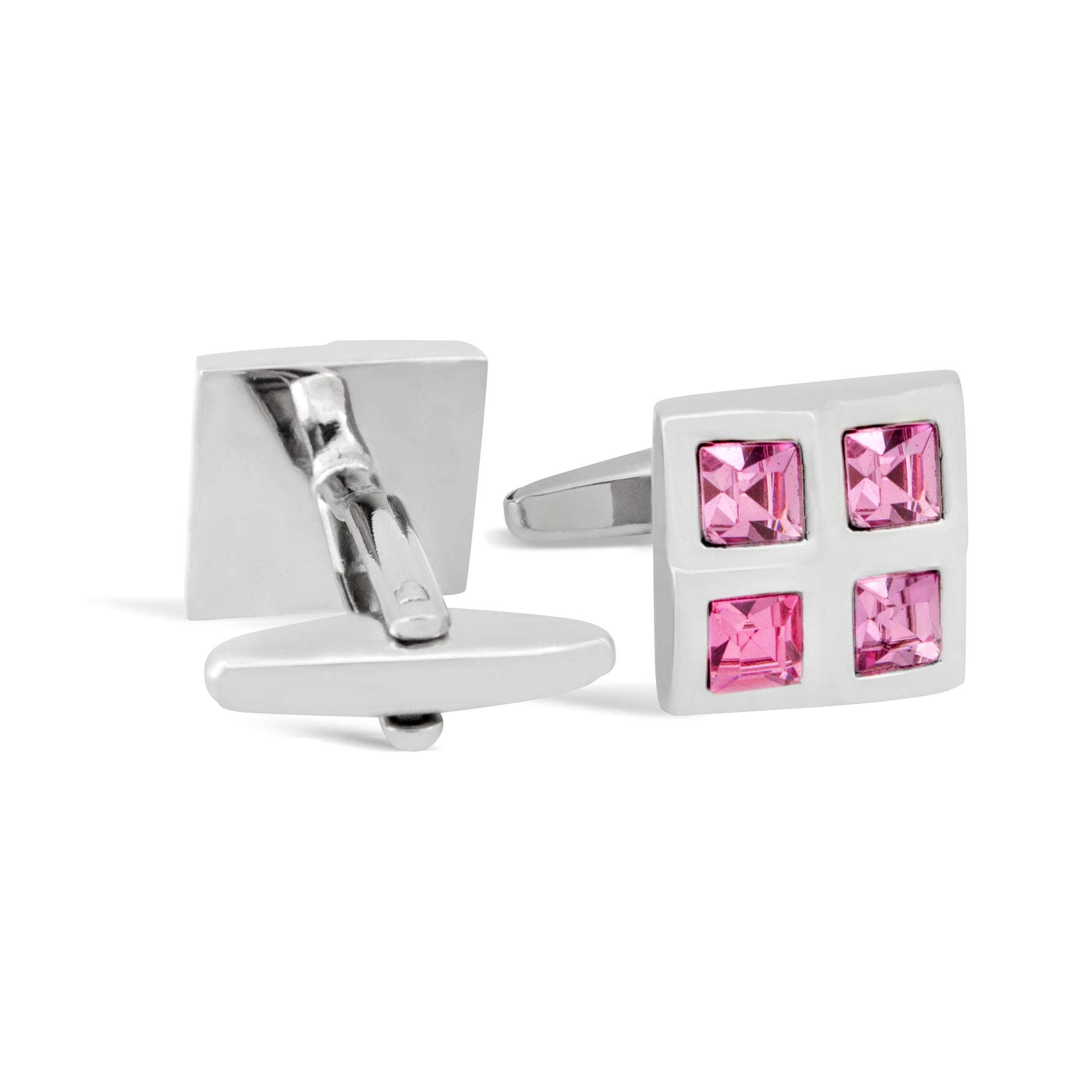 Square Window Pink Crystals Cufflinks A13-Cufflinks.com.sg