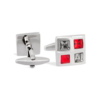 Square Window Red and White Crystals Cufflinks A13-Cufflinks.com.sg