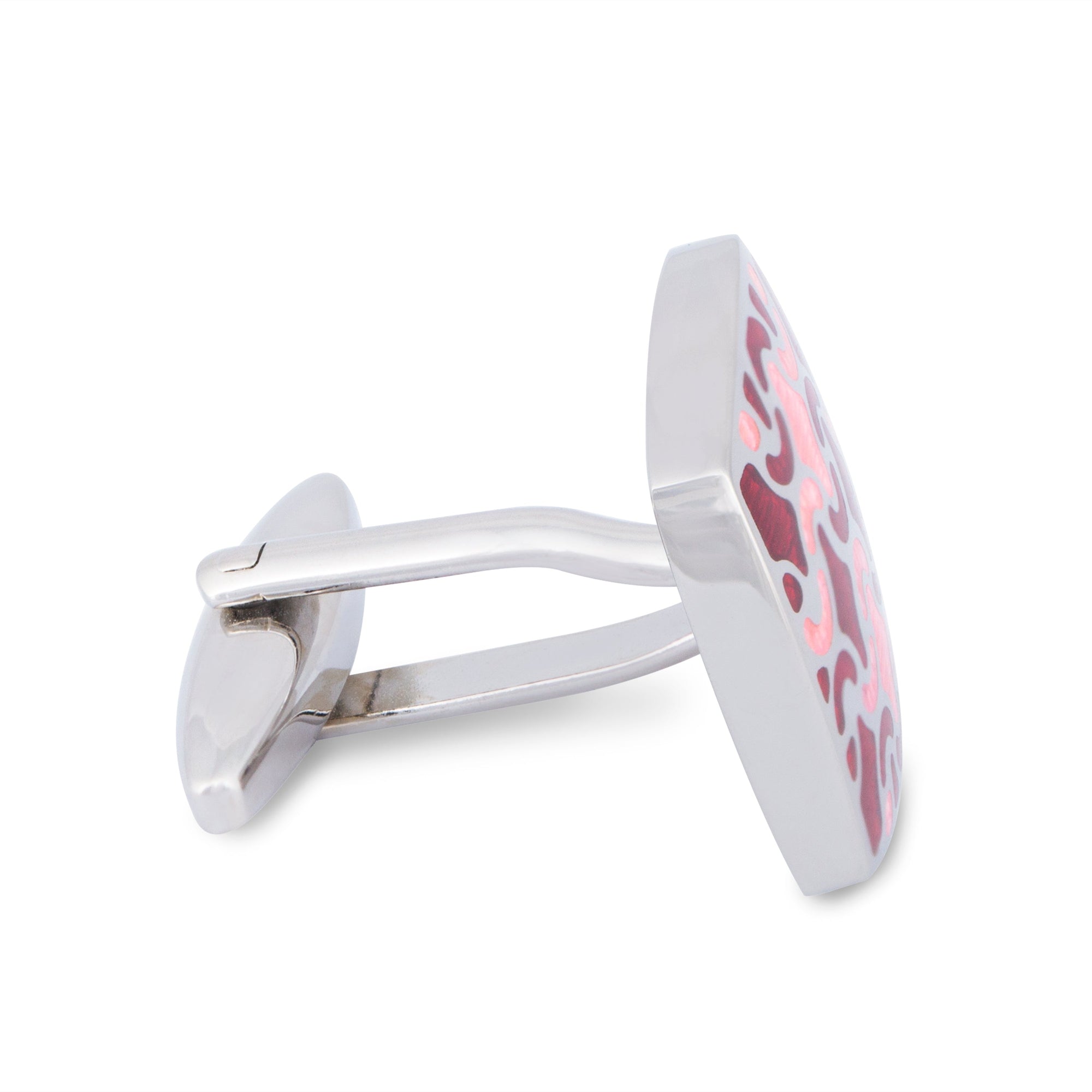 Squarish Cufflinks in Red and Pink Enamel-Cufflinks.com.sg