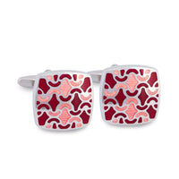 Squarish Cufflinks in Red and Pink Enamel-Cufflinks.com.sg