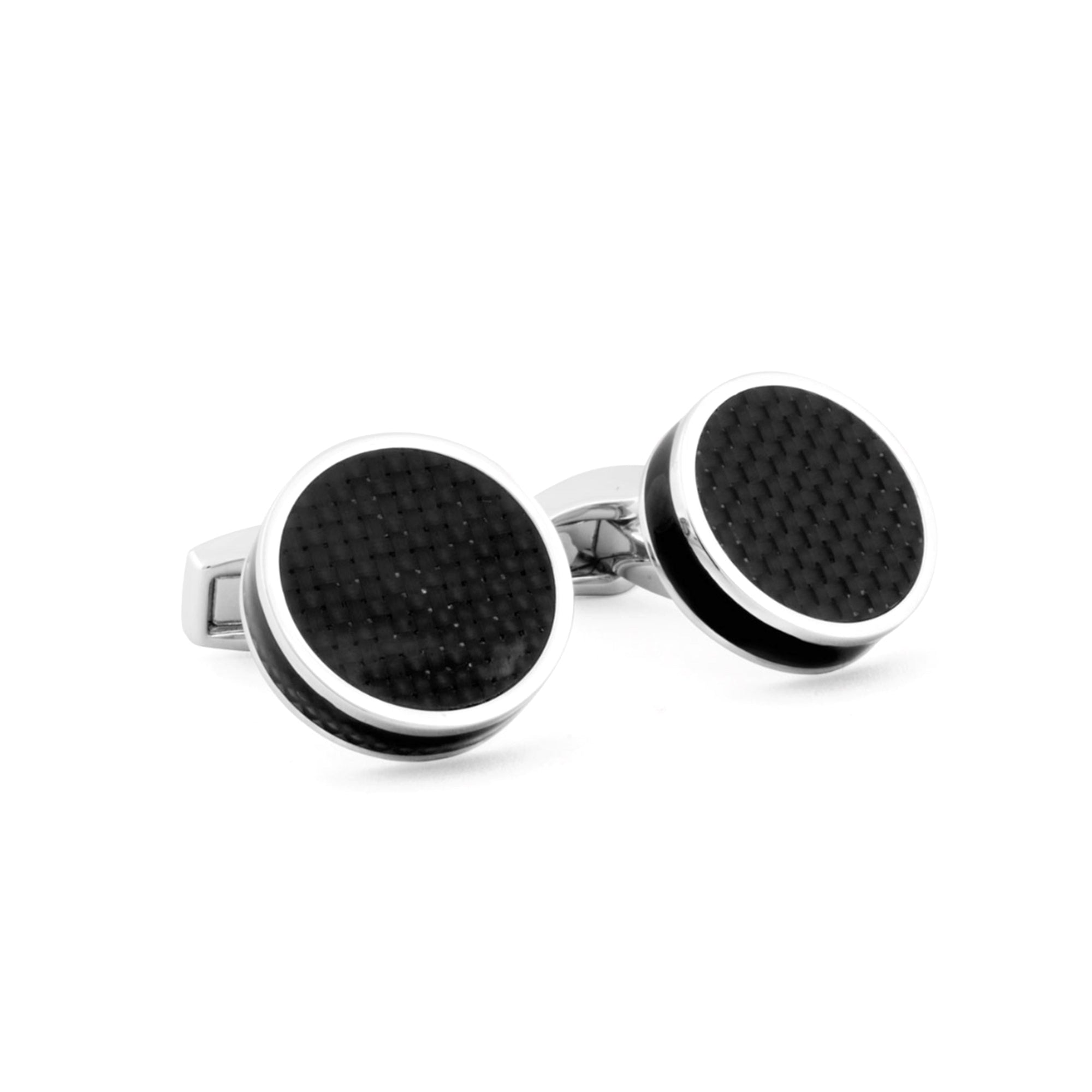 Tablet Cufflinks with Black Carbon Fibre-Classic Cufflinks-Tateossian-Cufflinks.com.sg