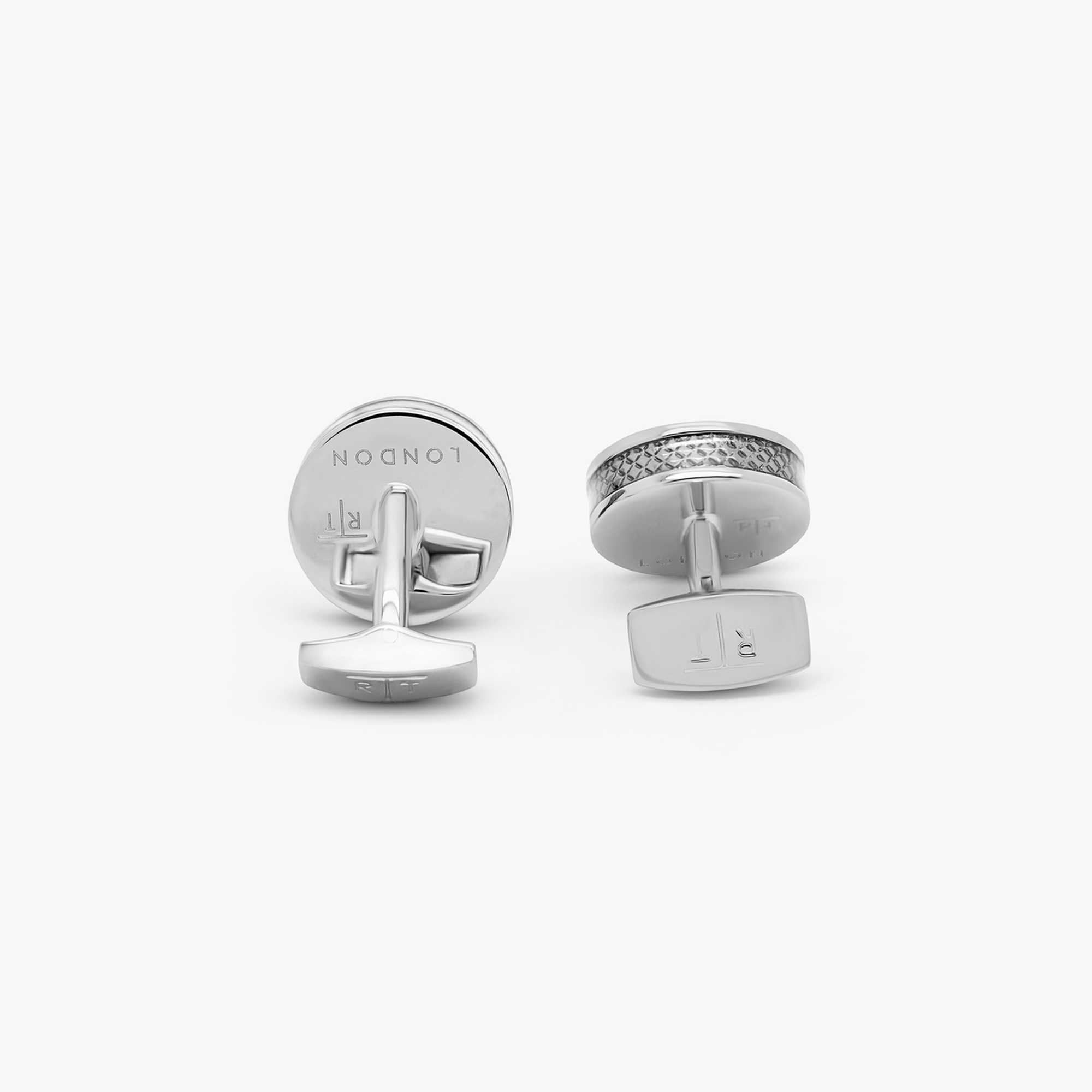 Tablet Cufflinks with Grey Carbon Fibre-Classic Cufflinks-Tateossian-Cufflinks.com.sg
