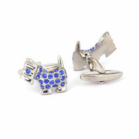 Terrier Blue Crystal Cufflinks-Animal and Nature Cufflinks-MarZthomson-Cufflinks.com.sg